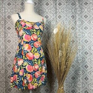 Dress Forum Fruit Print Mini Dress  Lemon Peach Tropical Summer Sundress | Size